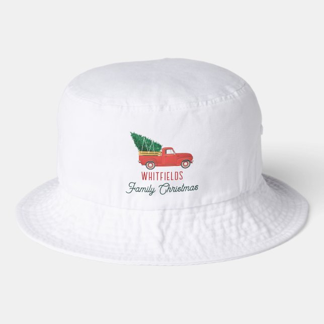 Christmas Red Truck Family Holiday Custom Bucket Hat (Front)