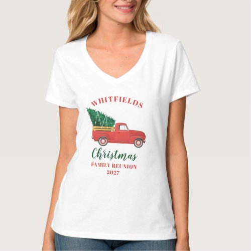 Christmas Red Truck Family Reunion Custom Matching T_Shirt