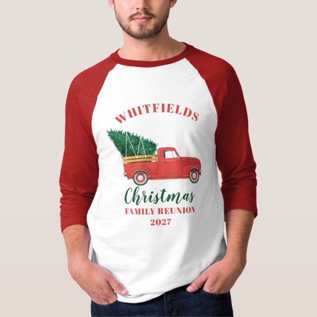 Christmas Red Truck Family Reunion Custom Matching T-Shirt (Front)