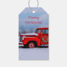 Christmas Red Truck Festive Country Snow Gift Tags