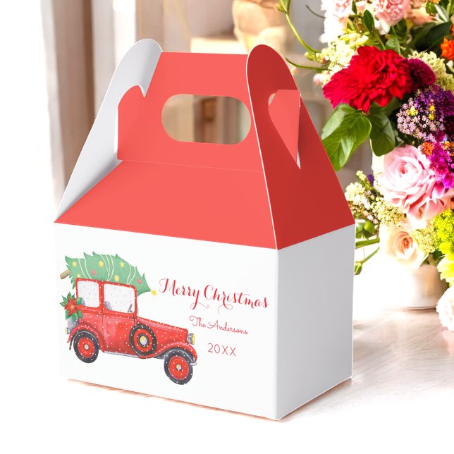 Christmas Red Truck Holiday White    Favor Boxes (Creator Uploaded)