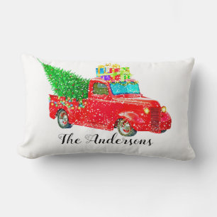Christmas Red Truck Lumbar Pillow
