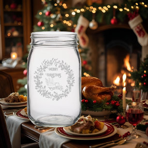 Christmas Red Truck Mason Jar