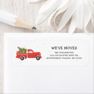 Christmas Red Truck Moving Notice Return Address Label