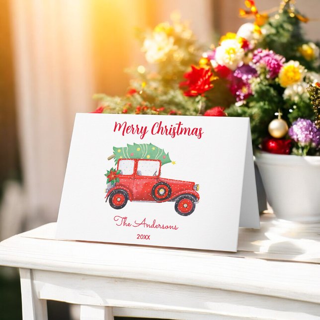 Christmas Red Truck Photo Holiday  Card (Creator Uploaded)