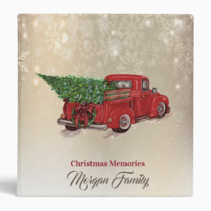 Christmas Red Truck Pine Tree 3 Ring Binder