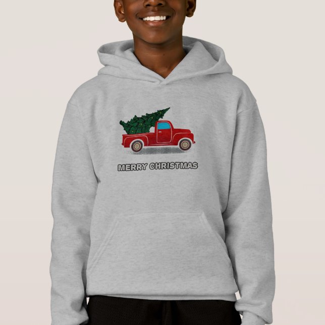 Christmas Red Truck Tree Gift For Xmas Vacation Hoodie (Front)