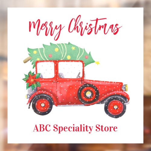 Christmas Red Truck White Festive Window Cling