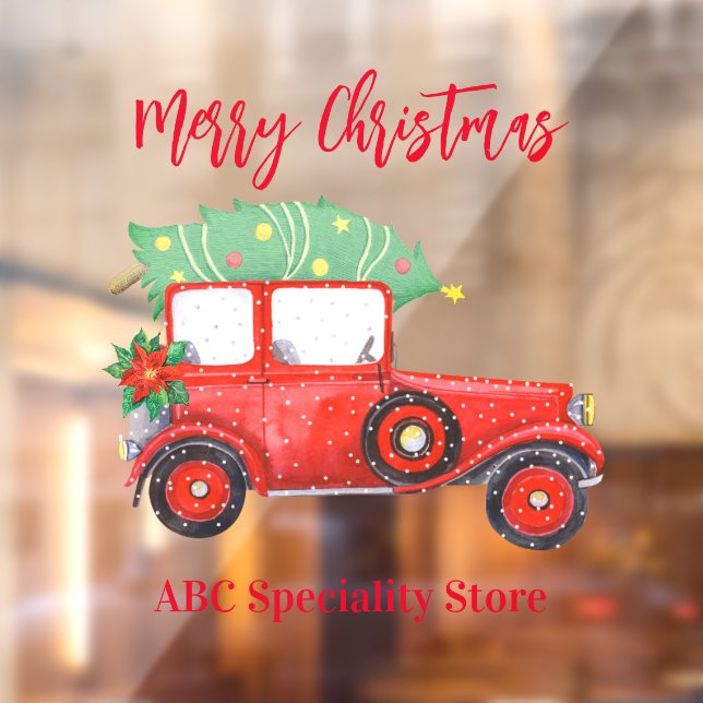 Christmas Red Truck White  Window Cling (Sheet 2)