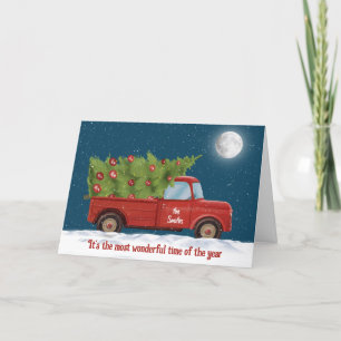Christmas Red Truck with Tree  Holiday Card