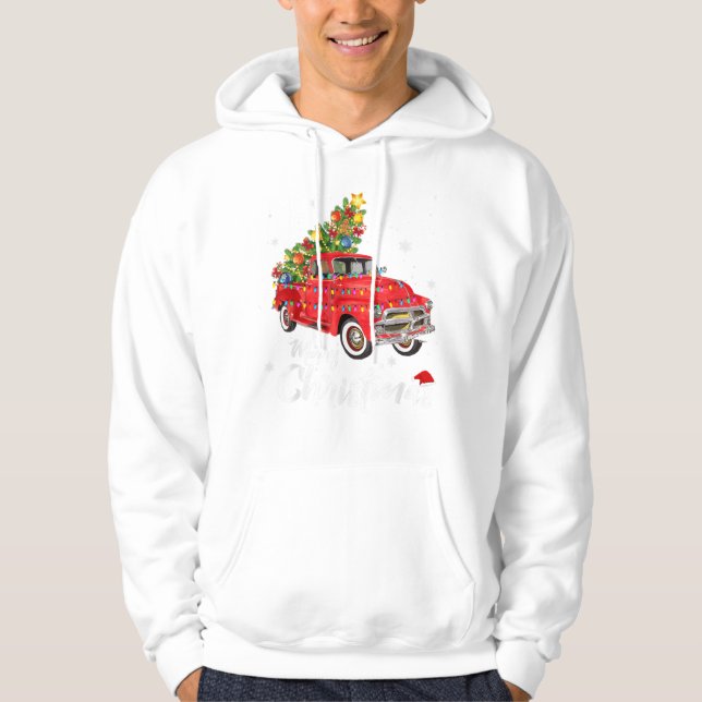 Christmas Red Truck Xmas Tree Vintage G Hoodie (Front)