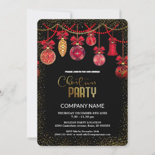 Christmas Red Vintage ornament diamonds Invitation