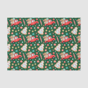 Christmas Red Vintage Truck and Christmas Candy  Tissue Paper