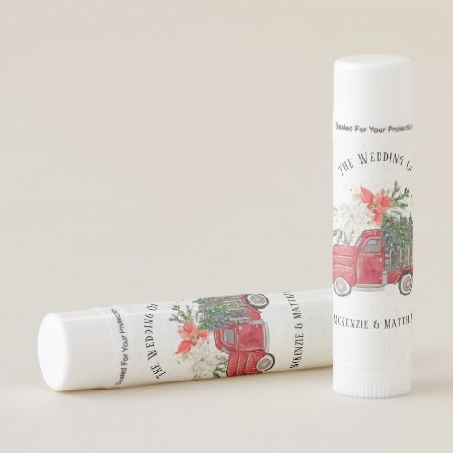 Christmas Red Vintage Truck and Trees Wedding Lip Balm