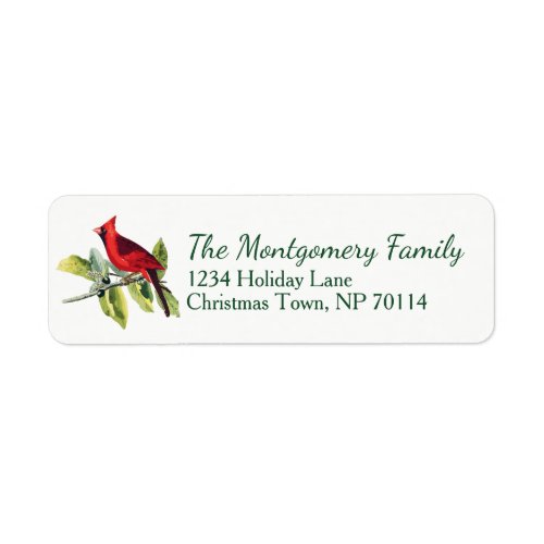 Christmas Red Watercolor Cardinal Family Label