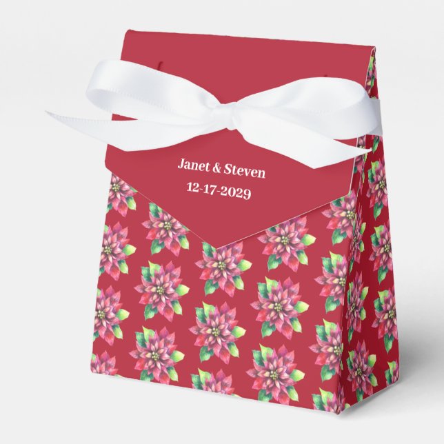  Christmas Red Wedding favor box (Front Side)