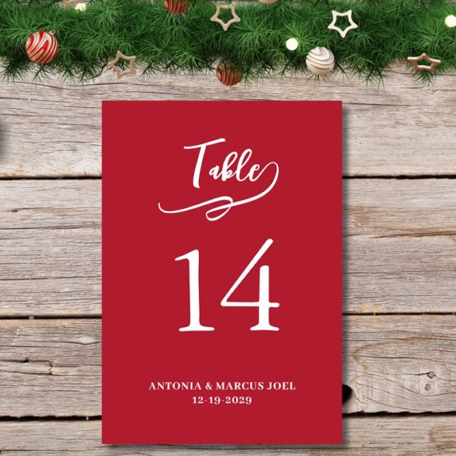 Christmas Red Wedding Table number Card (Creator Uploaded)