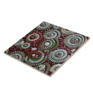 Christmas Red White and Green Marble Abstract Ceramic Tile