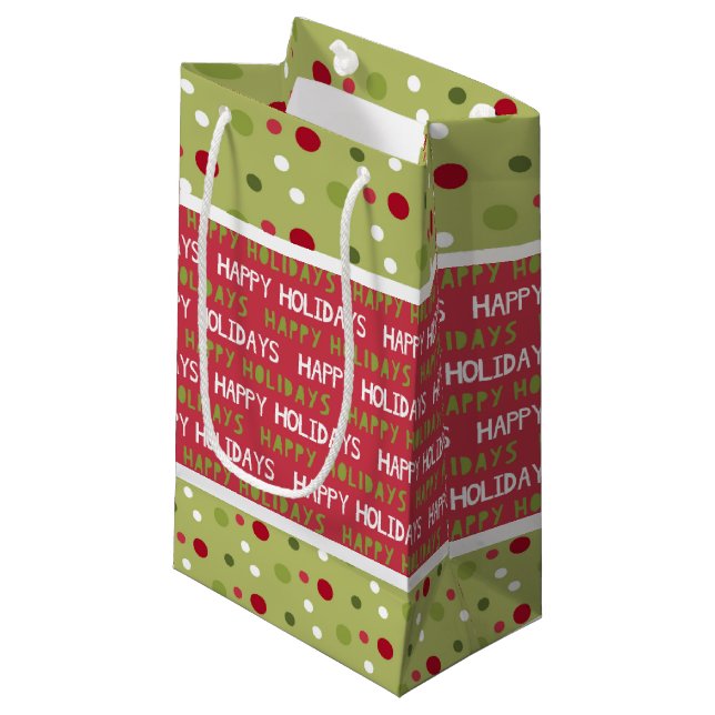Christmas Red, White and Green  Small Gift Bag (Front Angled)