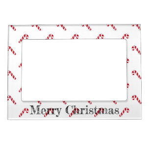 Christmas Red White Candy Canes Magnetic Frame