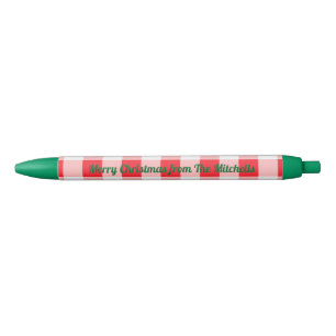 Christmas Red White Check NAME Pen