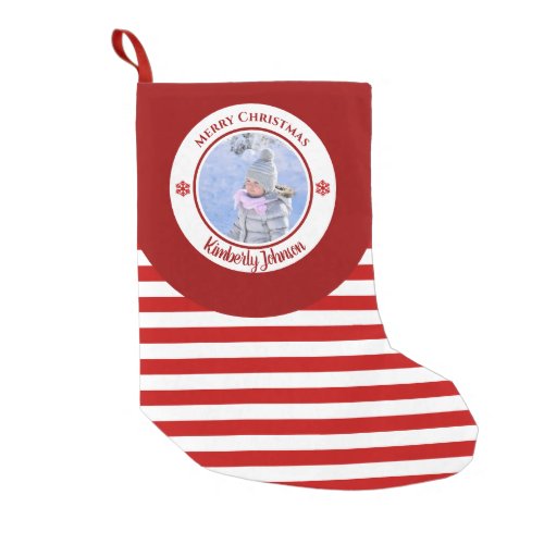 Christmas Red White Circle with Top Bottom Texts Small Christmas Stocking