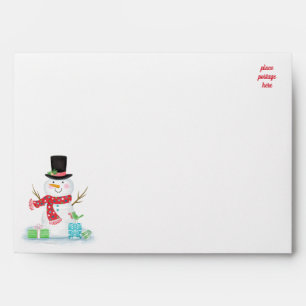 Christmas Red White Cute Snowman Envelope