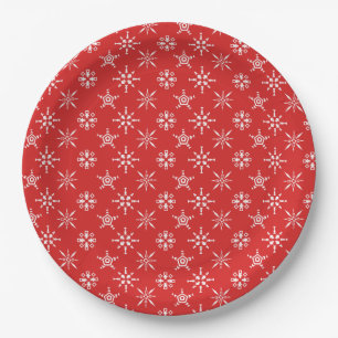 Christmas Red White Elegant Holidays Paper Plates