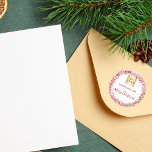 Christmas red white glitter business logo classic round sticker<br><div class="desc">A white background,  decorated with red faux glitter,  sparkles. Personalize and add your business,  company logo and a text.  Text: Merry Christmas written with a modern hand letteres style script.</div>