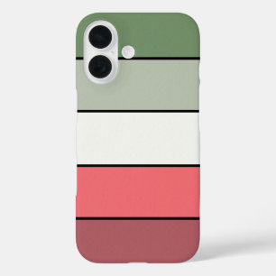 Christmas Red White Green Color On Textured Paper iPhone 16 Case