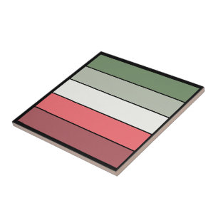 Christmas Red White Green Color On Textured Paper Ceramic Tile