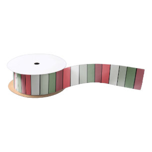 Christmas Red White Green Color On Textured Paper Satin Ribbon