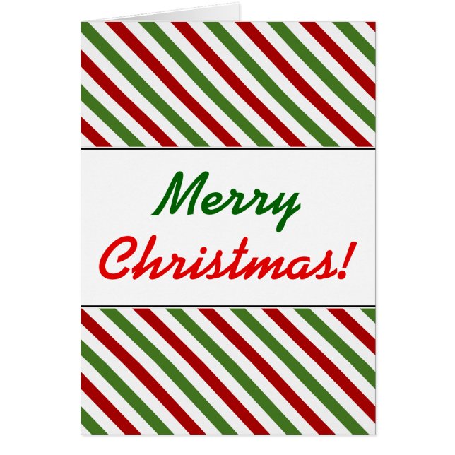 Christmas; Red, White & Green Striped Pattern Cards (Front)