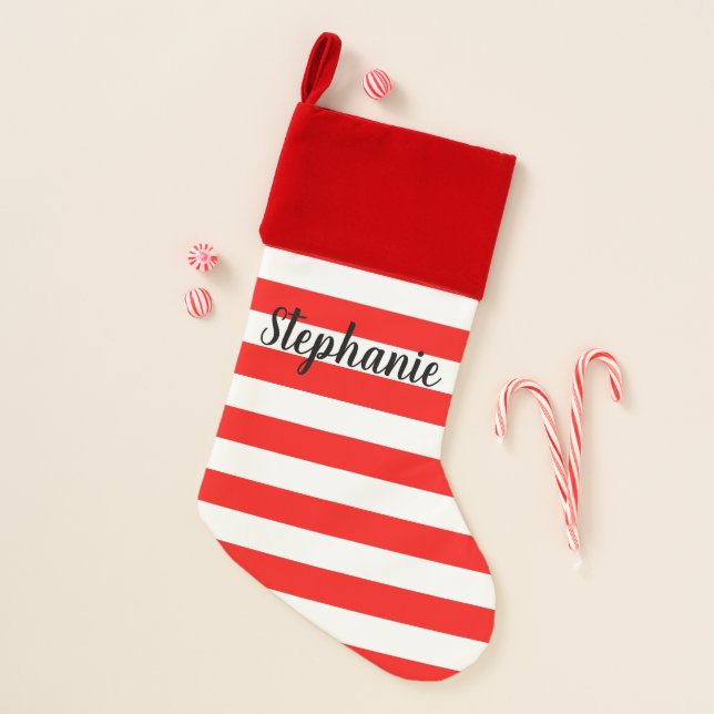Christmas Red White H Stripe DIY BG Stocking (Front)