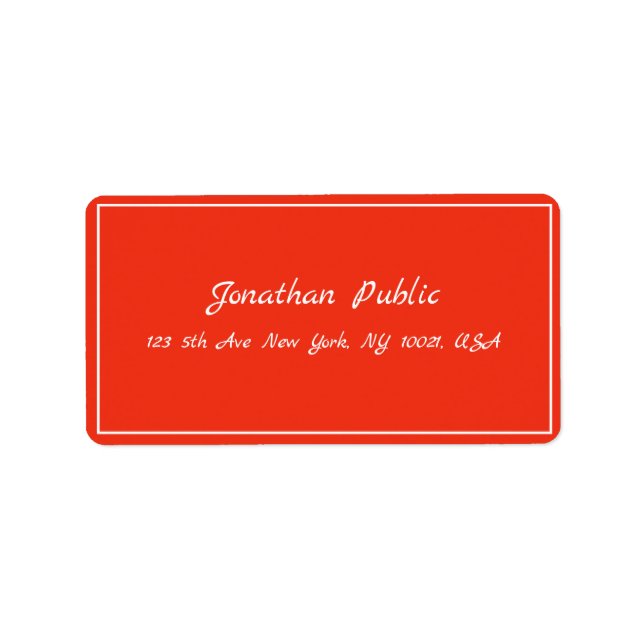 Christmas Red White Hand Script Template Address Label (Front)