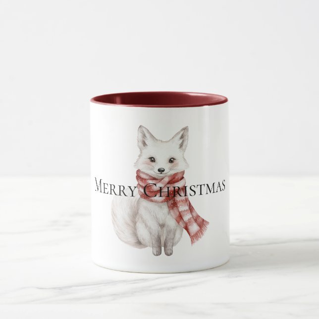 Christmas Red White Peppermint Fox Mug (Center)