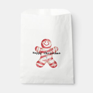 Christmas Red White Peppermint Gingerbread Cookie Favor Bag