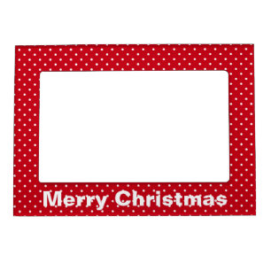 Christmas Red White Polka Dots Magnetic Frame