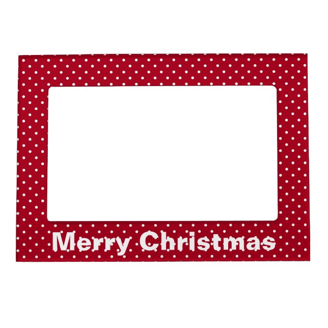 Christmas Red White Polka Dots Magnetic Frame (Front)