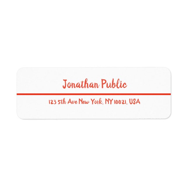 Christmas Red White Script Template Return Address Label (Front)