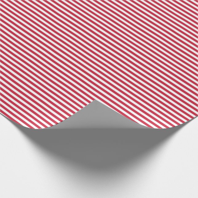 Christmas Red White Simple Stripes Wrapping Paper (Corner)
