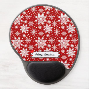Christmas Red & White Snowflake Seamless Pattern Gel Mouse Pad