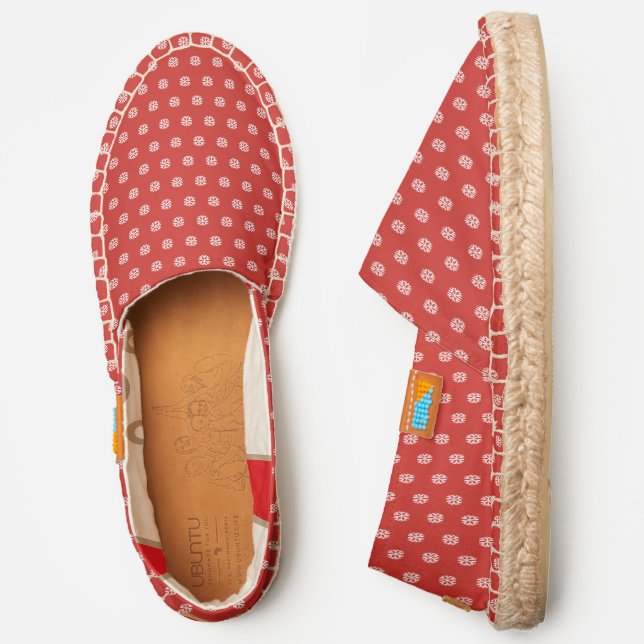 Christmas Red White Snowflakes Chic Casual Slip On Espadrilles (Side)