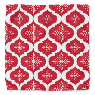 Christmas Red White Snowflakes Lattice Pattern Bandana