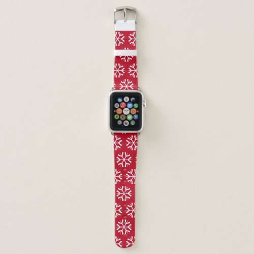 Christmas Red White Snowflakes Pattern Apple Watch Band