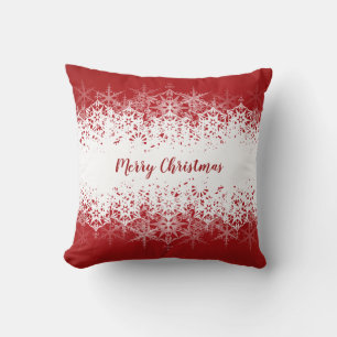 Christmas Red White Snowflakes Throw Pillow