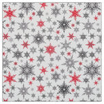Christmas, red, white, snowflakes, winter fabric