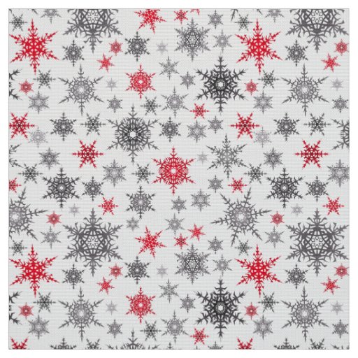 Christmas, red, white, snowflakes, winter fabric