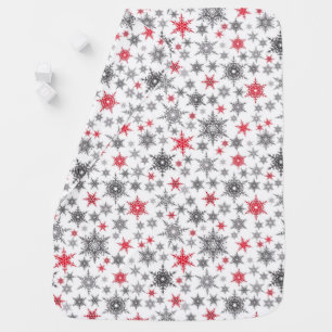 Christmas, red, white, snowflakes, winter, New yea Baby Blanket