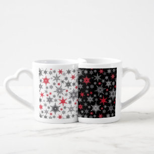 Christmas, red, white, snowflakes, winter, New yea Coffee Mug Set